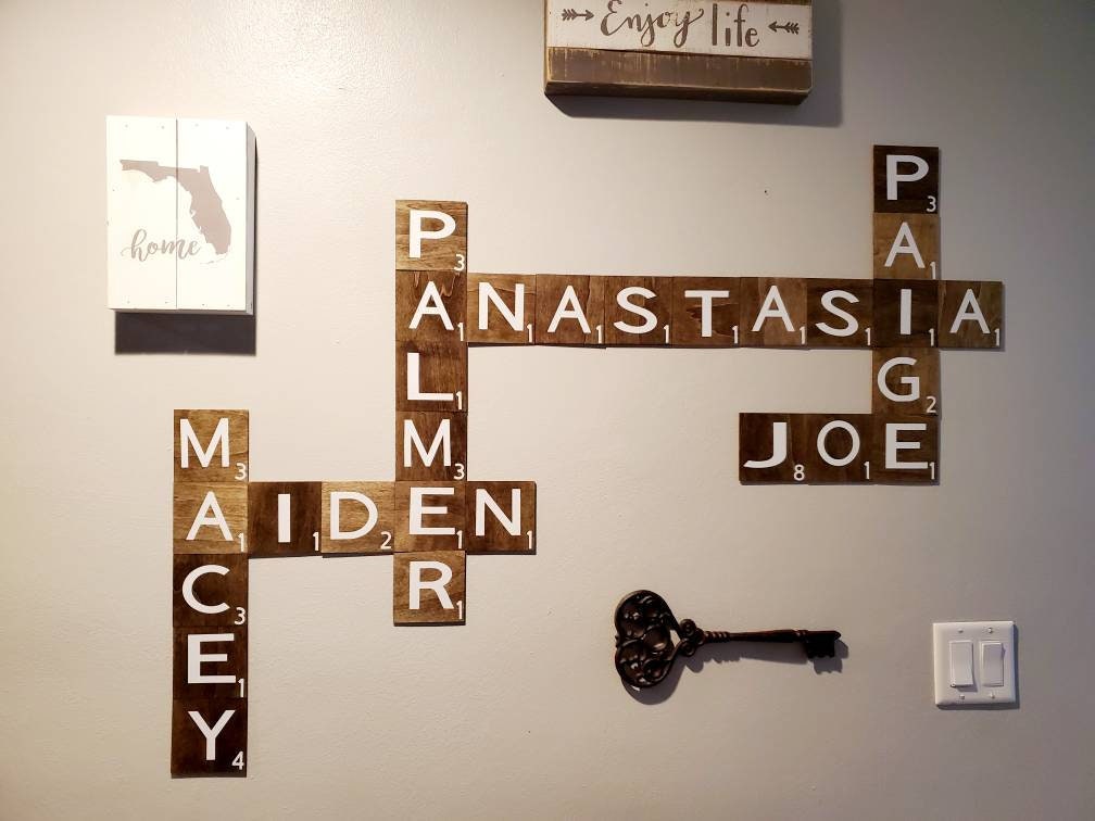 4" Scrabble Family Name Tiles/ Letters- Wall Decor, Farmhouse, Art Gift, Rustic