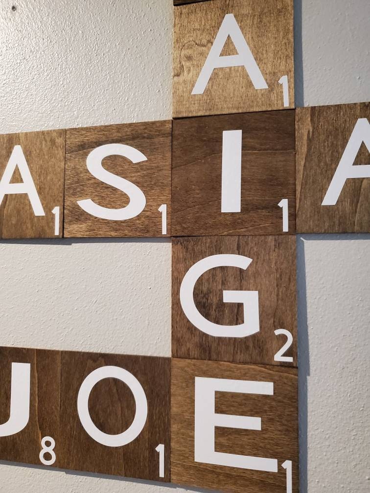 4" Scrabble Family Name Tiles/ Letters- Wall Decor, Farmhouse, Art Gift, Rustic