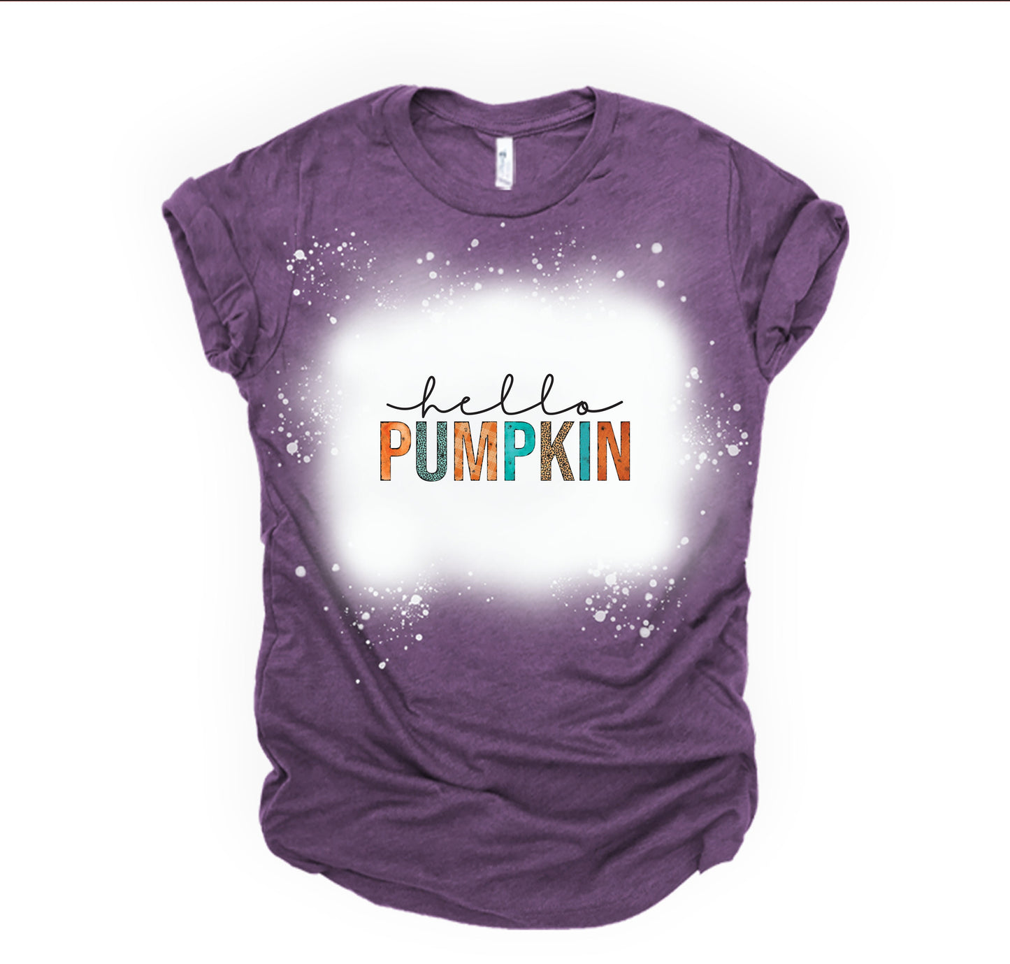 Hello Pumpkin - Bleached with Sublimation T-Shirt/Polyester Material