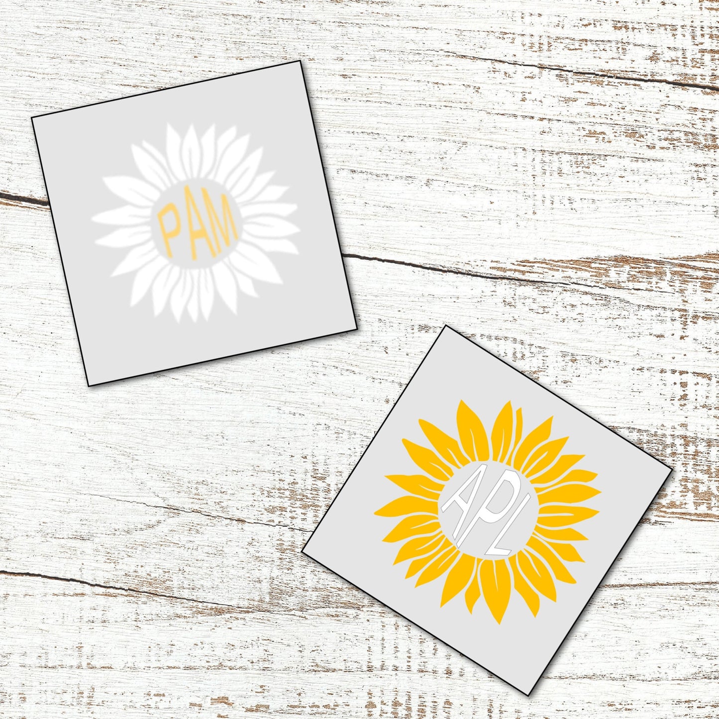 Monogrammed Sunflower Vinyl Decal - Car Decal, Wall Decal, Laptop Decal, Cricut/Silhouette Decal, Cup Decal, Tumbler Decal, Wine Glass Decal