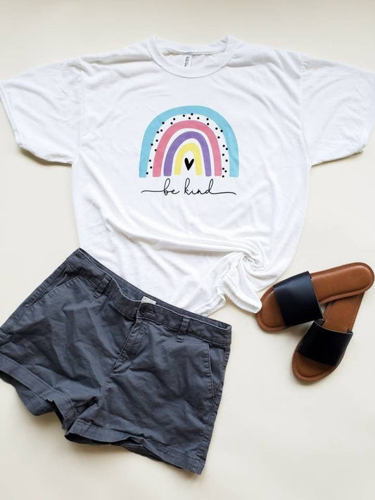 Be Kind - Rainbow Sublimation T-Shirt/Polyester Material