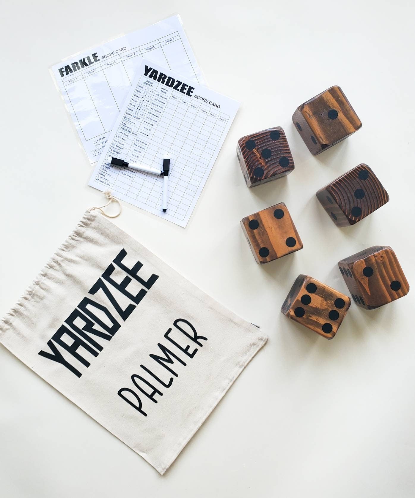 Yardzee - Farkle Lawn Dice Game with Personalized Carrying Bag