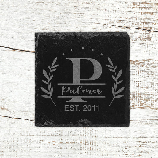 Personalized Slate Coaster Set - Laser Engraved/Mongrammed/Established