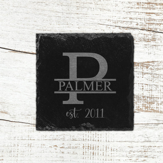 Personalized Slate Coaster Set - Laser Engraved/Mongrammed/Established
