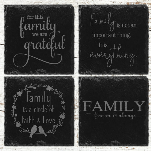 Personalized Slate Coaster Set - Laser Engraved/Mongrammed/Established
